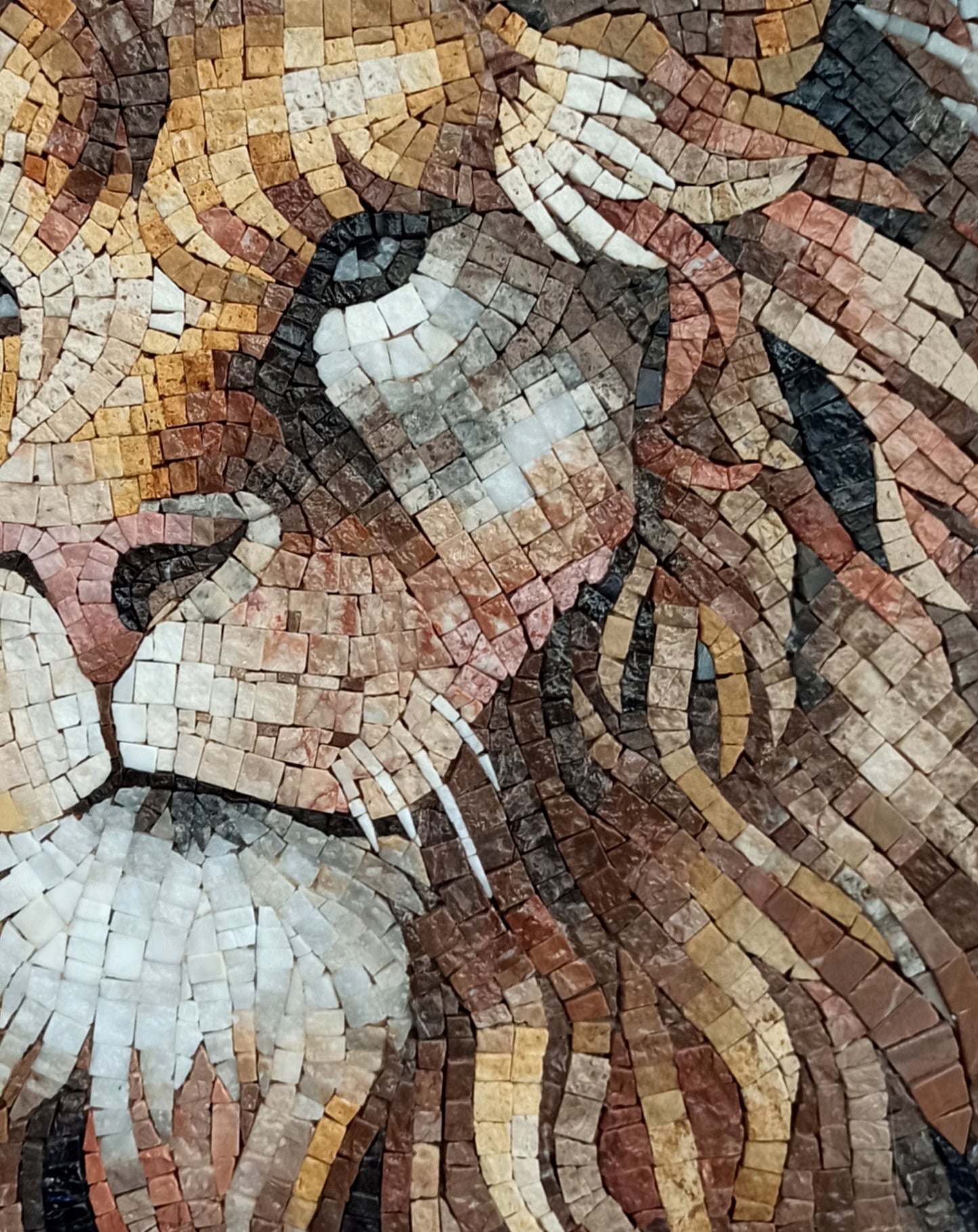Handmade Lion Mosaic Tile Art: Wild Jungle Wall Decor