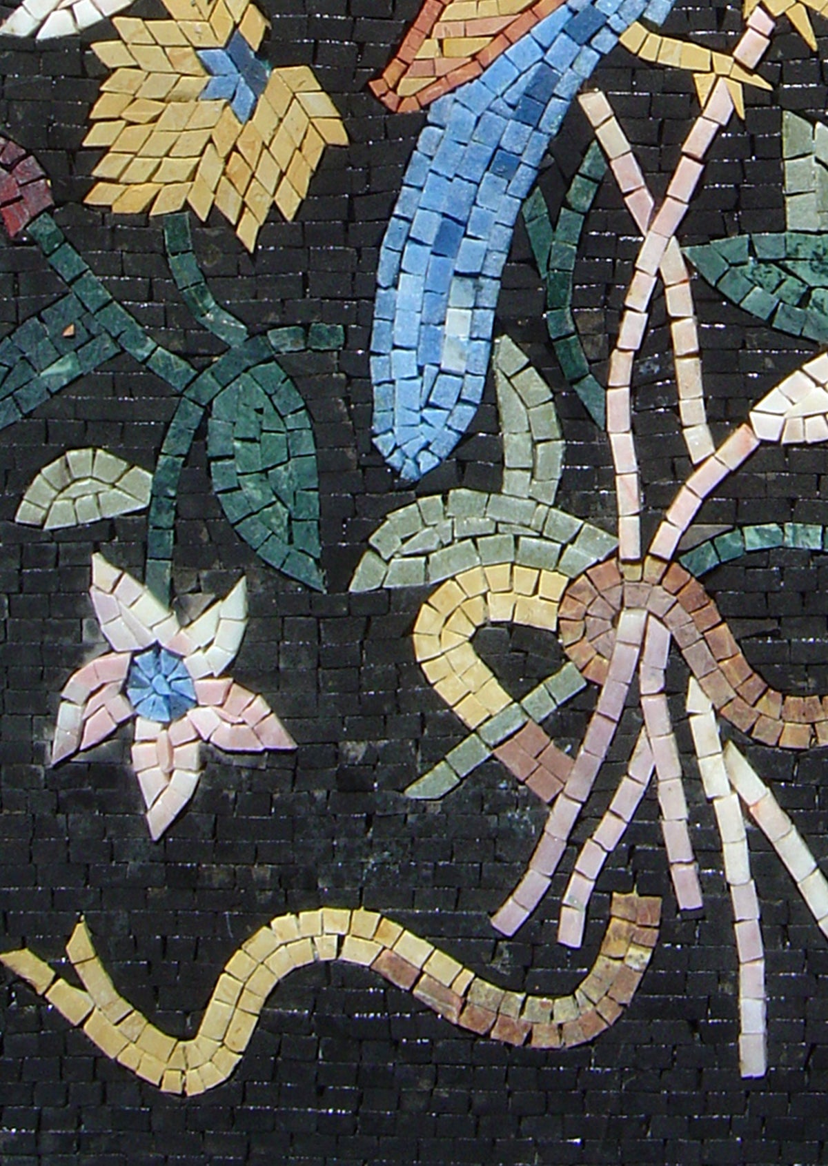 Handmade Bird Mosaic Tile Art: Floral Wall Decor (32x22)