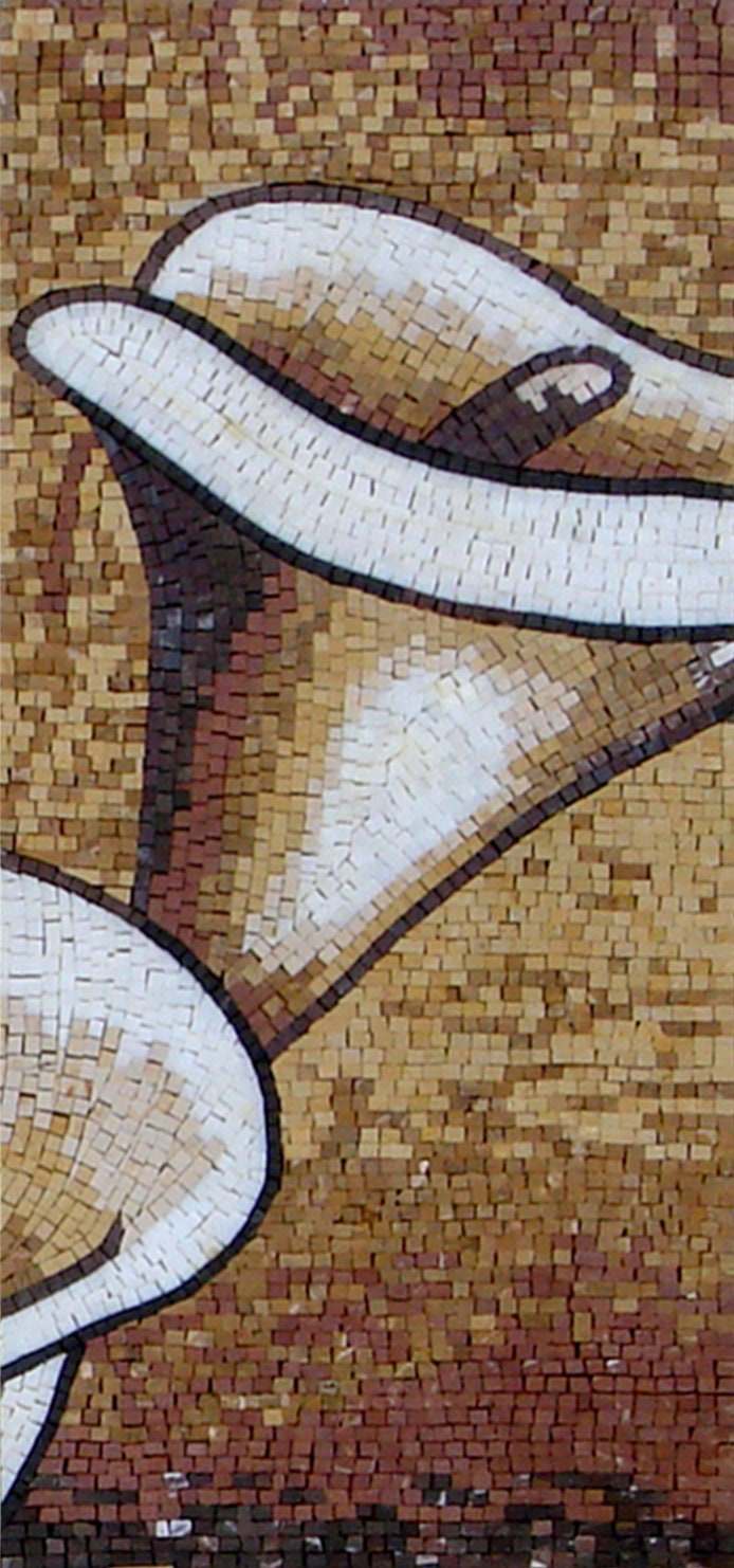 Handmade Calla Lily Marble Mosaic: Wall Art Tile (100"x40")
