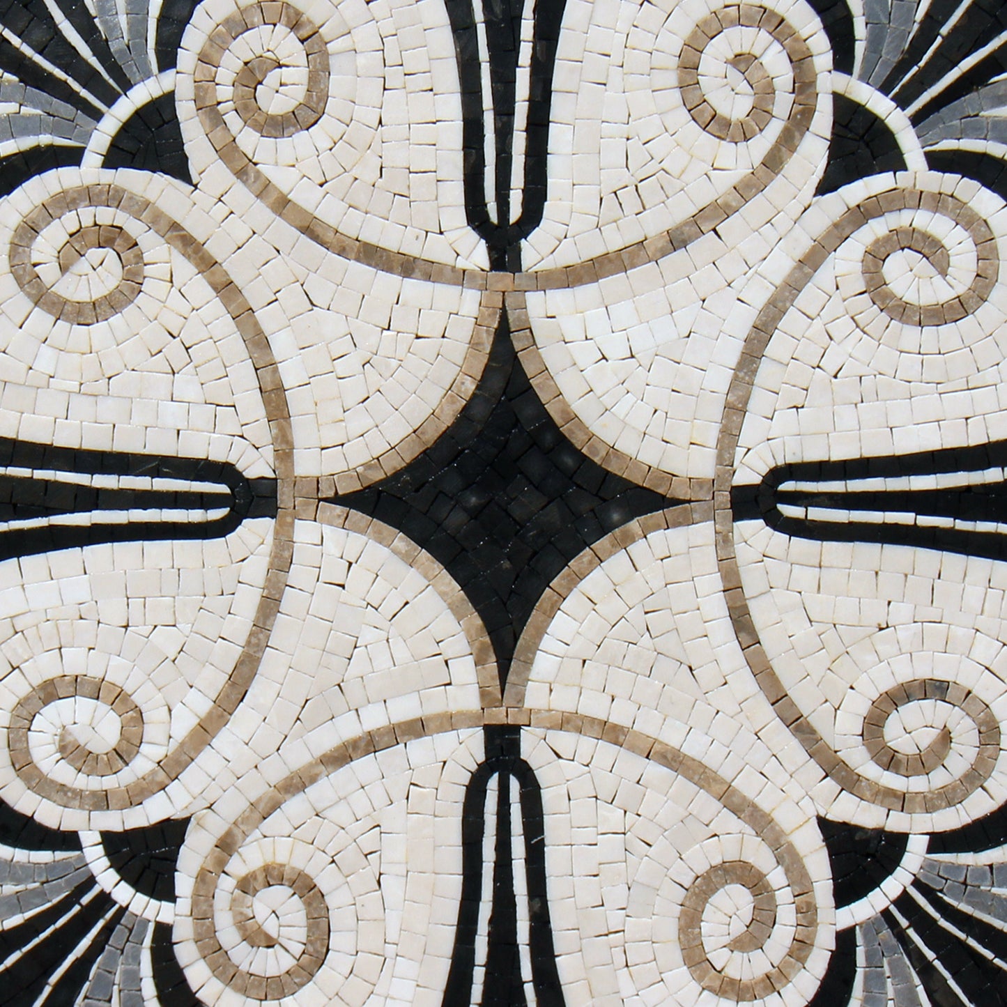 Handmade Floral Marble Mosaic Tile: 24" Square Medallion