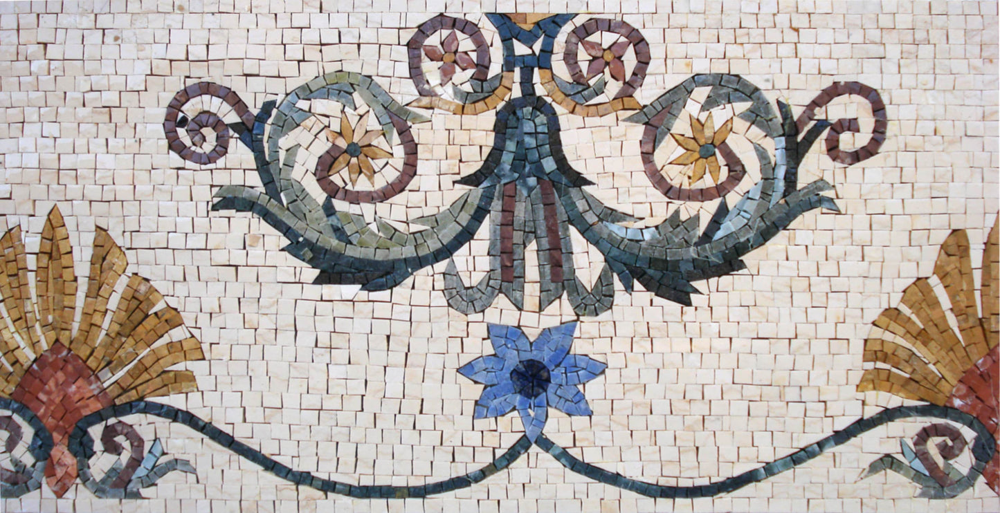 Floral Mosaic Border Tiles: Botanical Bathroom Wall Decor