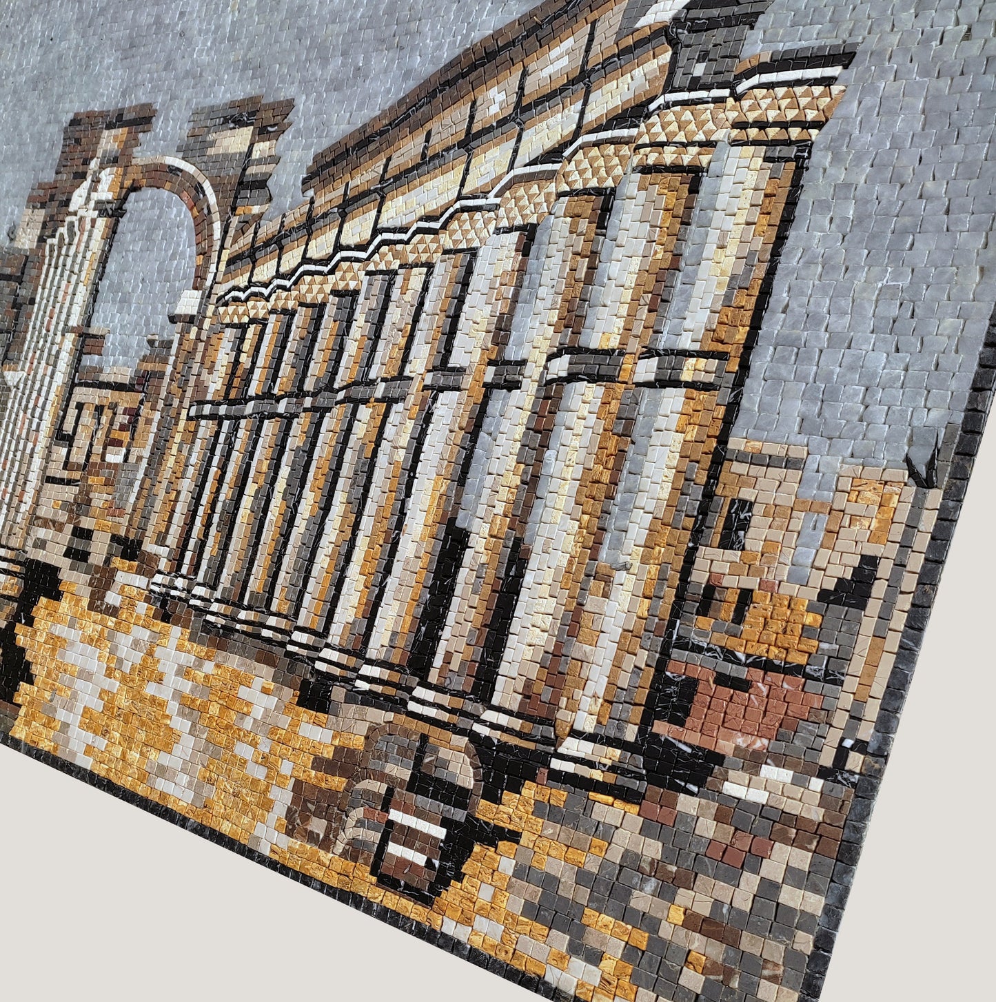 Handmade Palmyra Temple Ruins Mosaic Tile Art: 40” x 28”