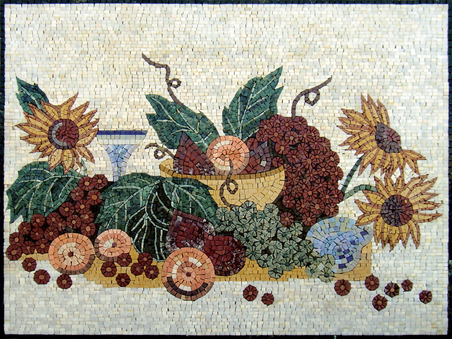 Handmade Marble Mosaic Tile Art: Kitchen Backsplash, Floral Still Life