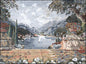 Handmade Italian Lake Mosaic Mural: Botanical View Wall Art