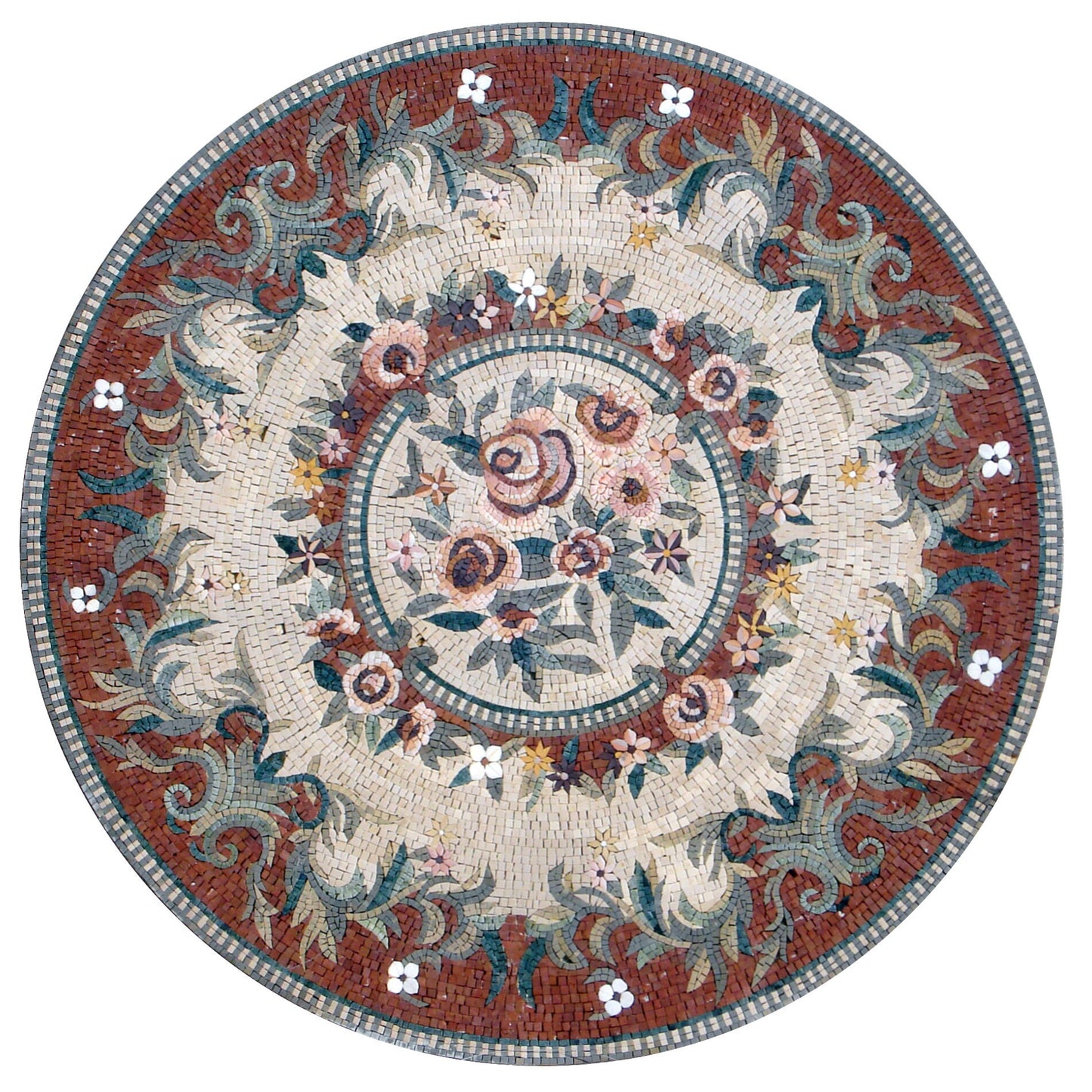 Elegance Unveiled Medallion Marble Mosaic with Floral Pattern - Artistic Stone Décor - Customization available