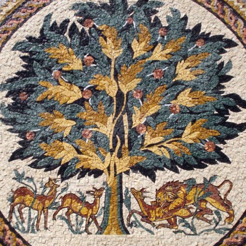 Tree of Life Mosaic Art Tile: Hisham's Palace Reproduction