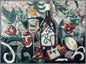 Handmade Wine Mosaic Wall Art: Marble Kitchen Mural (32” x 24”)