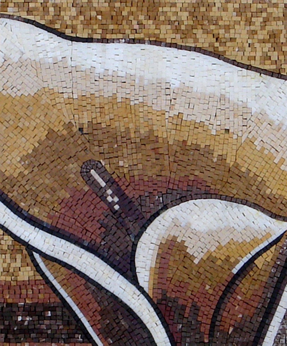 Handmade Calla Lily Marble Mosaic: Wall Art Tile (100"x40")