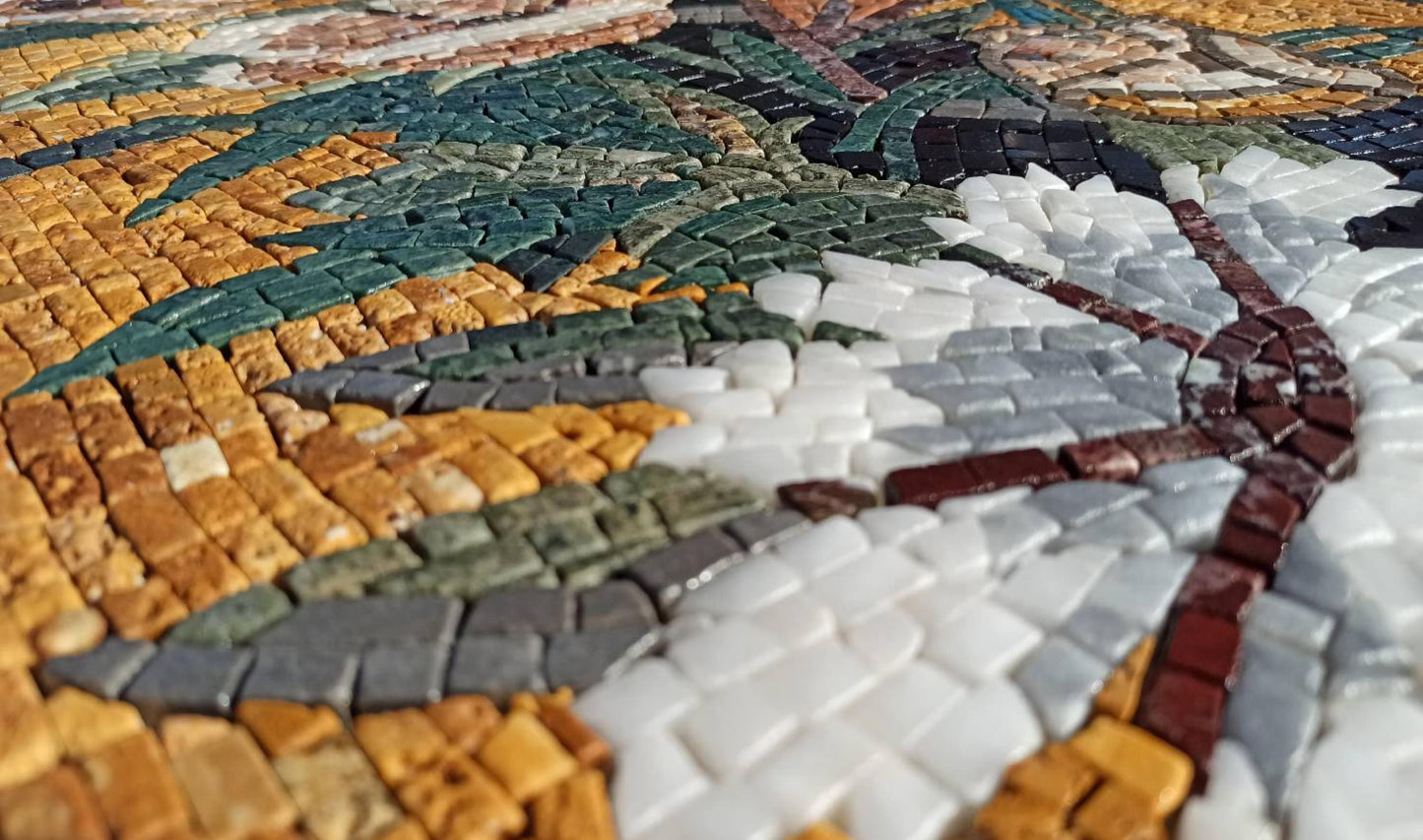 Handmade Marble Mosaic Flower Art: Rose Vase Wall Decor (48” x 20”)