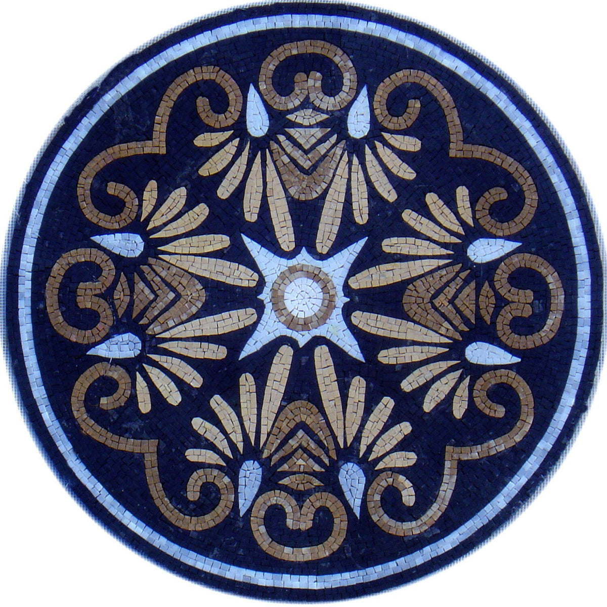 Handmade 32" Marble Mosaic Medallion Art Tile
