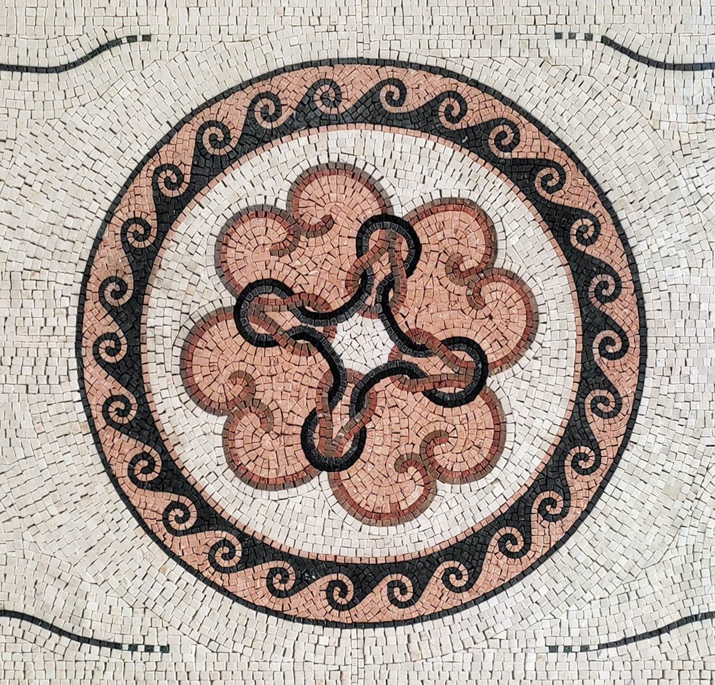 Handmade Floral Marble Mosaic Rug: Home Decor Mat (72” x 40")