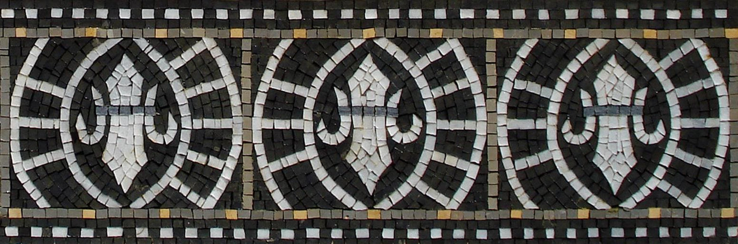 Art Deco Marble Mosaic Border: Black & White Tile Trim, Handmade Backsplash Accent