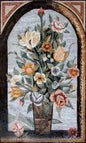 Handmade Marble Mosaic Mural: Flowers in Vase Wall Art