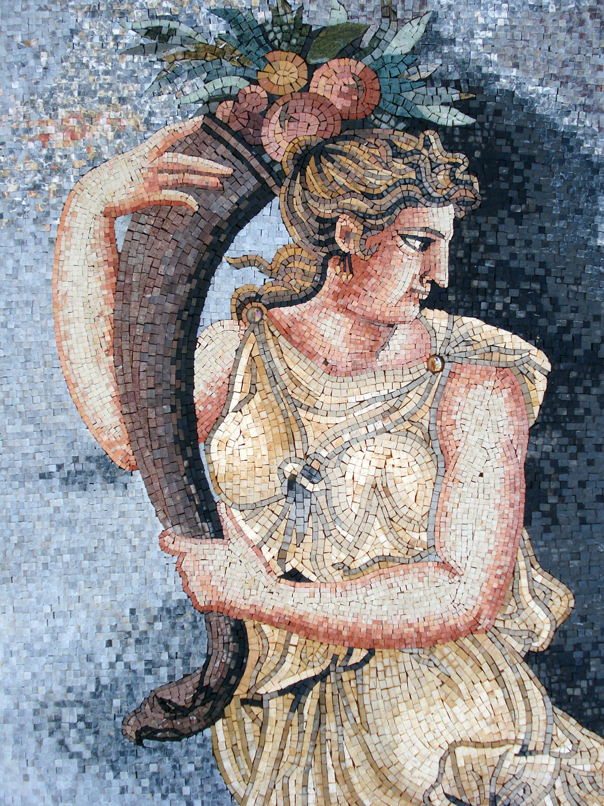Handmade Goddess Ceres Mosaic Mural: Roman Art Tile