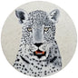 Snow Leopard Mosaic Tile: Handmade Marble Animal Wall Art (36" Di)