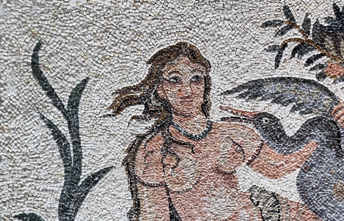 50"x32" Ancient Man Holding Duck Mosaic Wall Art –Historical Scene, Nature-Inspired Home Decor, Customization available