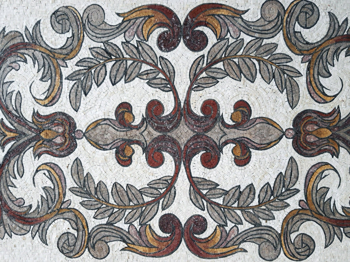 Handmade Marble Mosaic Rug: Modern Stone Area Rug (72” x 48")