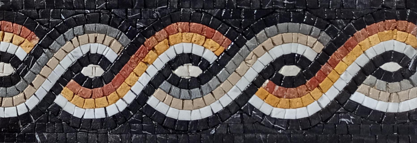 Handmade Marble Mosaic Border: Multicolored Woven Braid, Boho Wall Accent