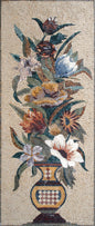 48" Handmade Marble Mosaic Flower With Leaves In Vases Mosaic Tiles For Kitchen Walls