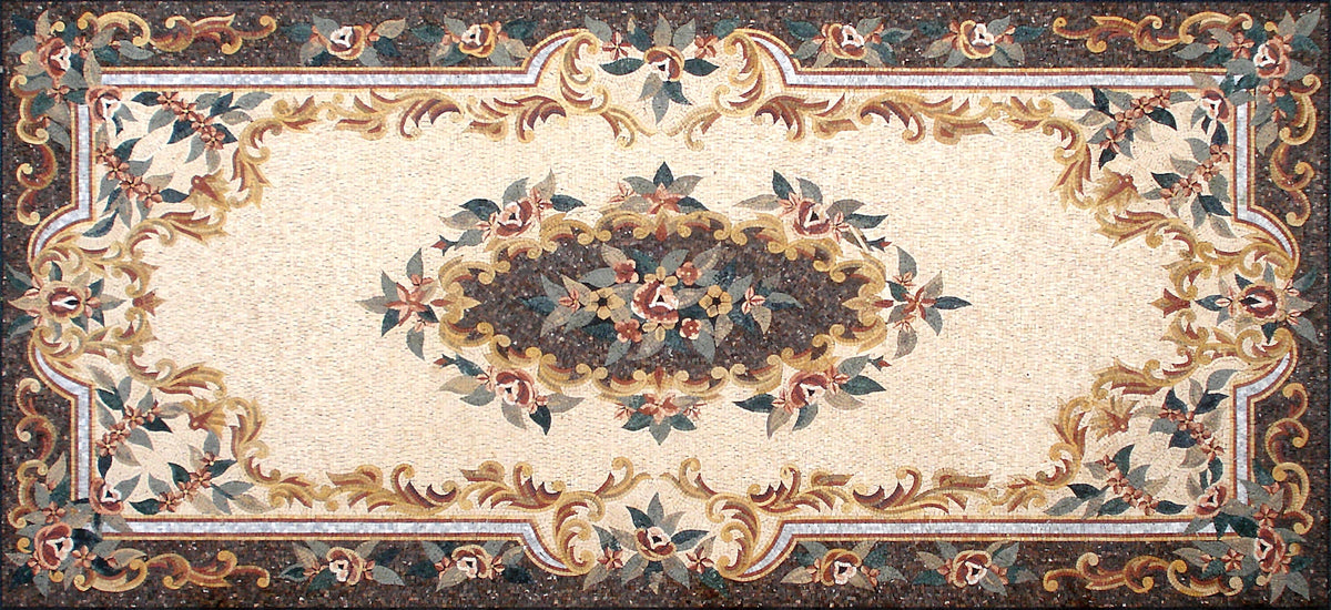 CR022 Handmade Marble Mosaic Tile Entrance Rug Carpet
