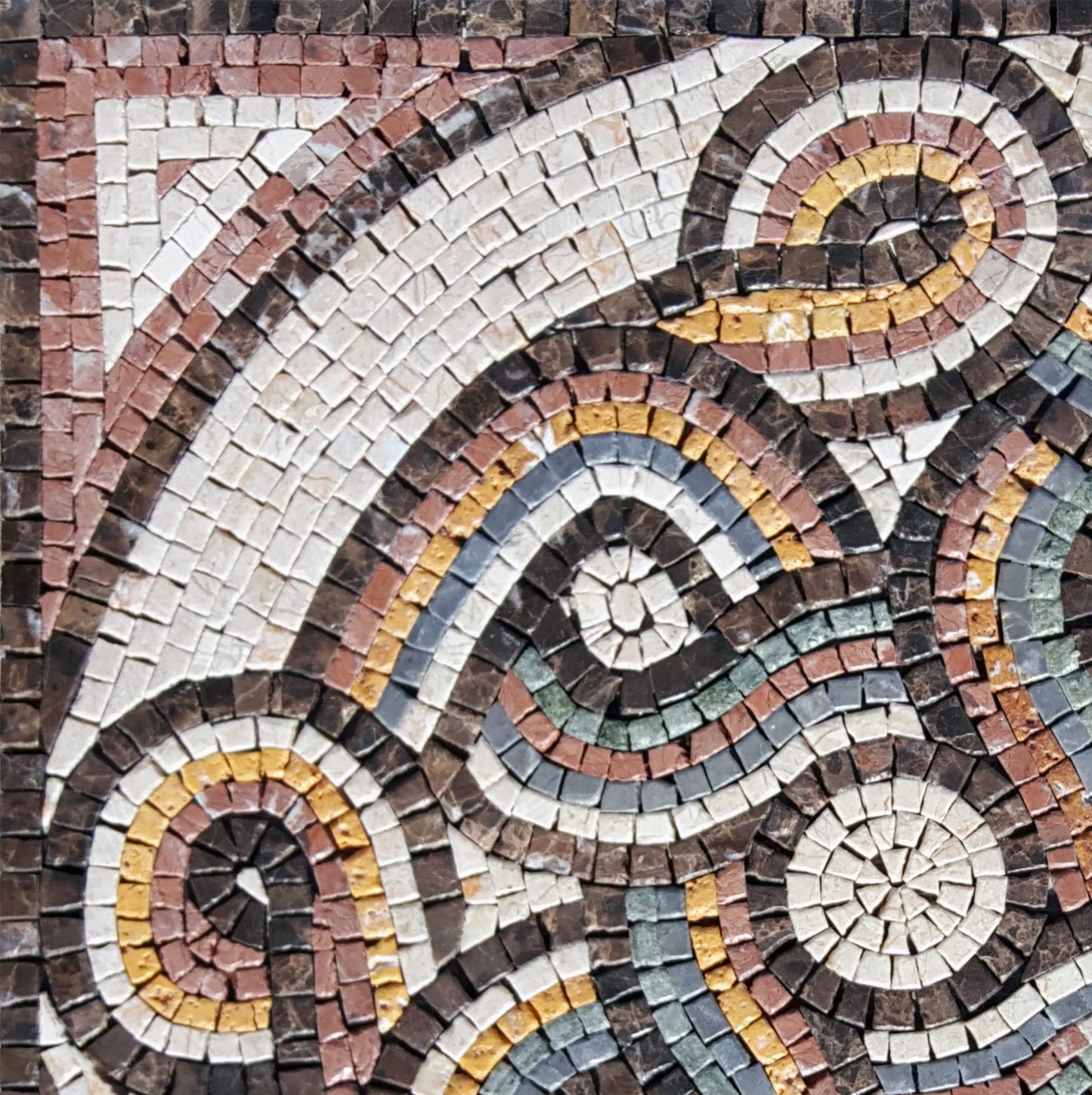 Handmade Marble Mosaic Tile: Abstract Pattern Inlay Artwork (24")