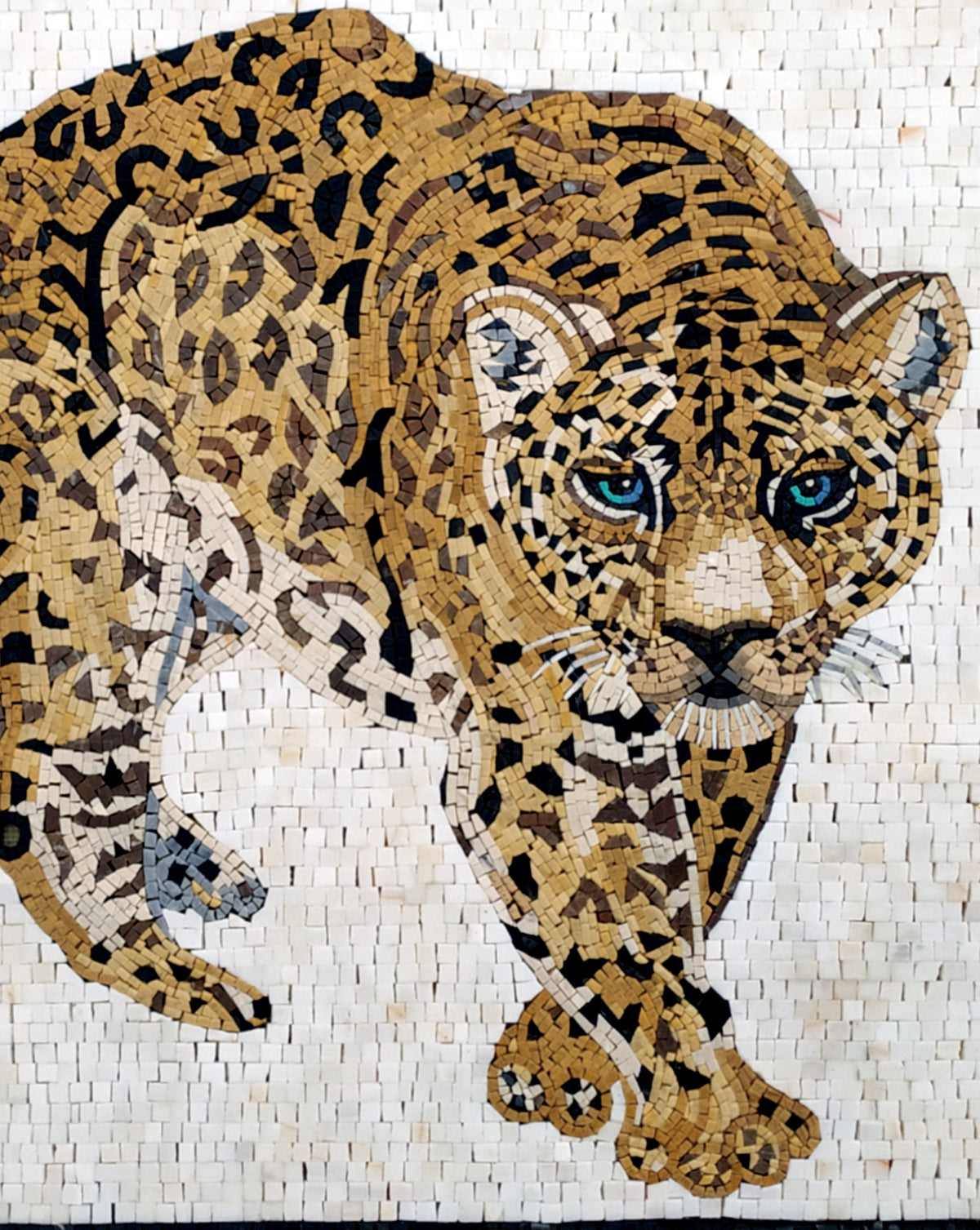 Handmade Cheetah Mosaic Tile Art: Wild Animal Decor (56” x 36”)