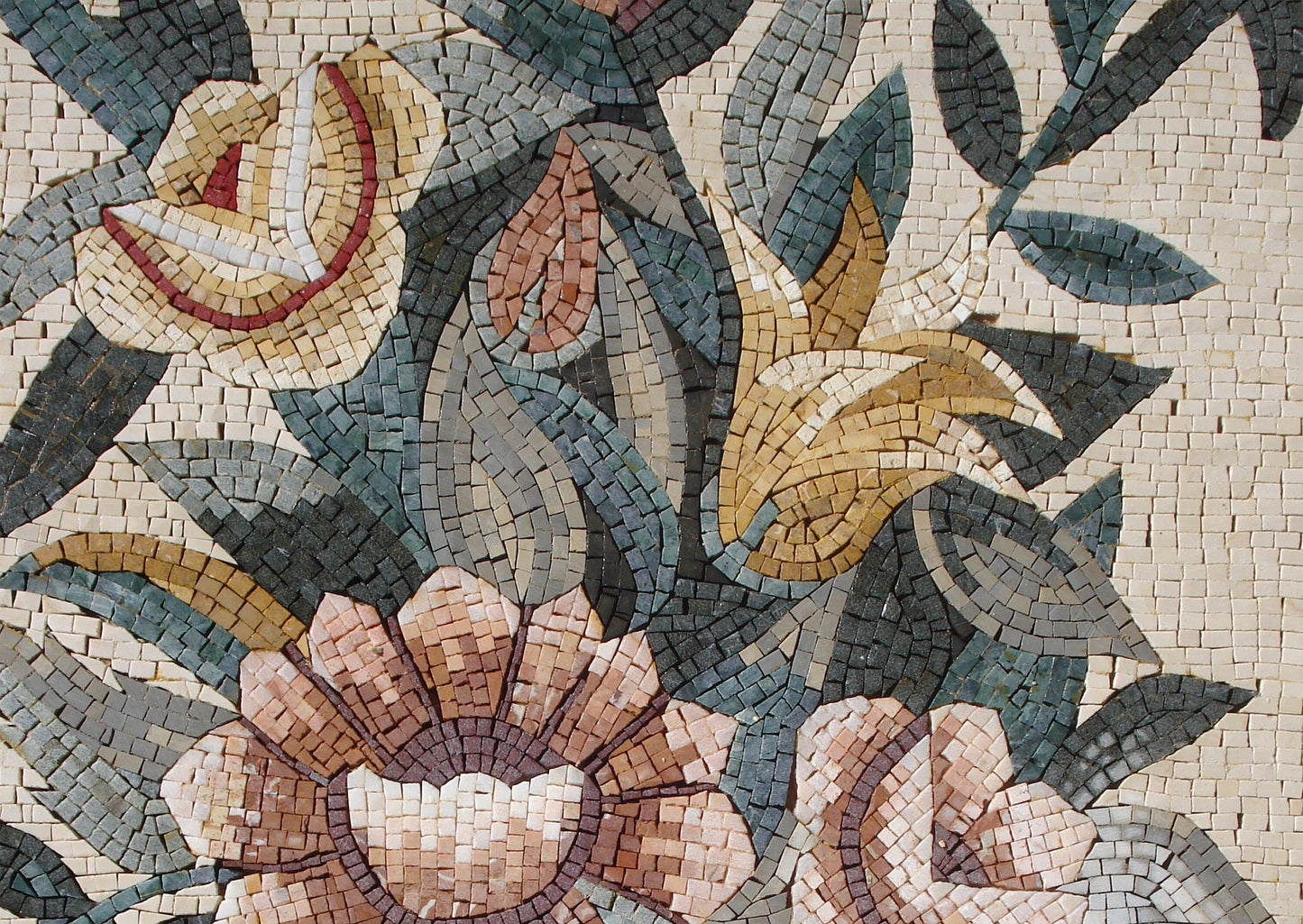 Handmade Marble Mosaic Flower Art: Rose Vase Wall Decor