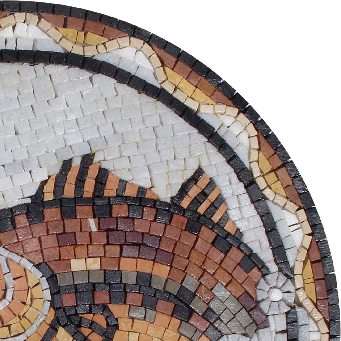 Exquisite 20-Inch Handmade Fish Marble Mosaic Medallion for Artful Décor - Customization available