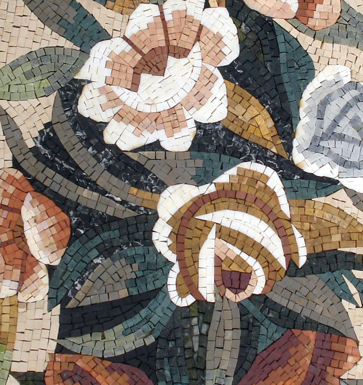 Handmade Marble Mosaic: Floral Bouquet Art, 40" Kitchen Wall Decor