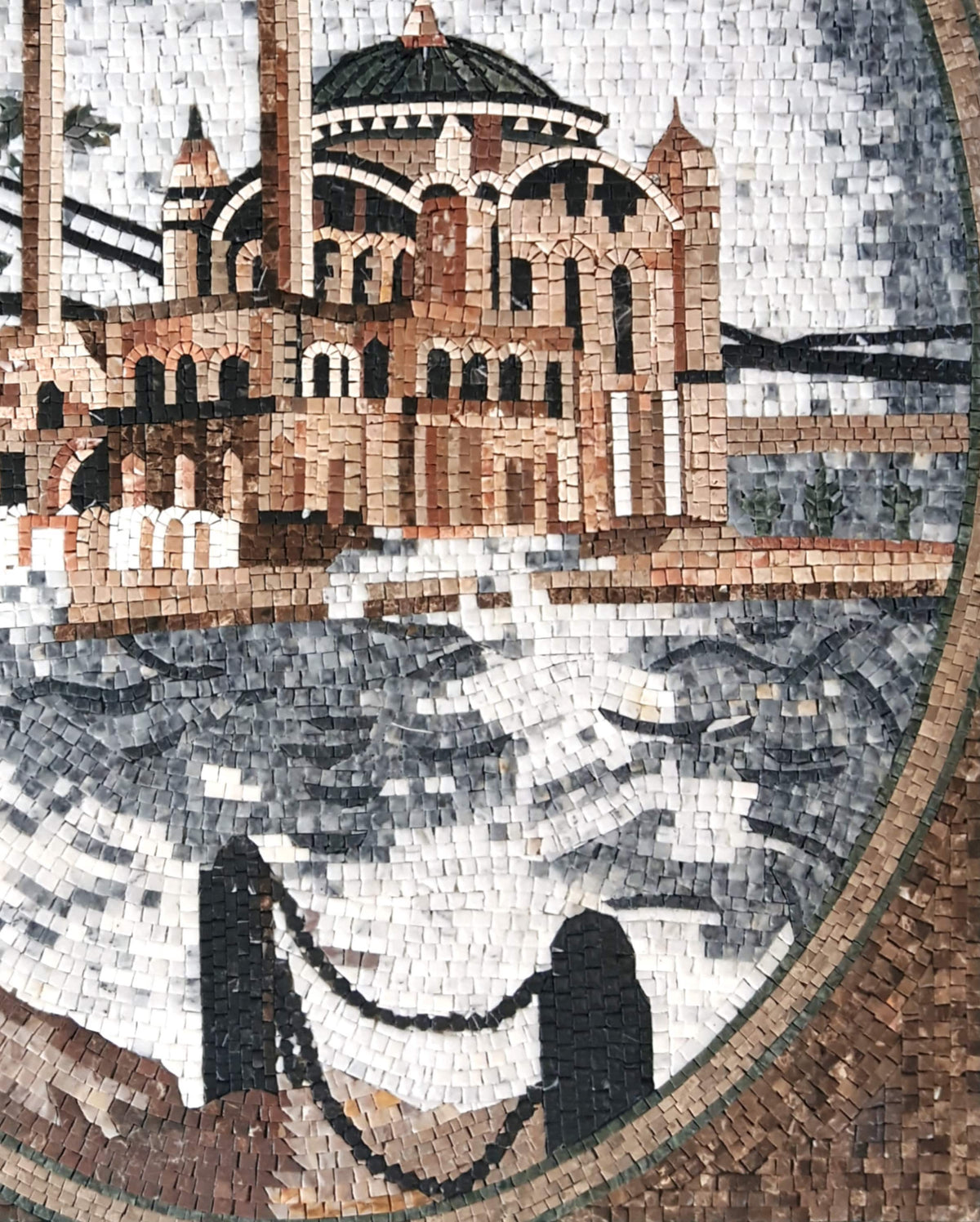 Handmade Marble Mosaic Tile Art: Istanbul Blue Mosque (40” x 32")
