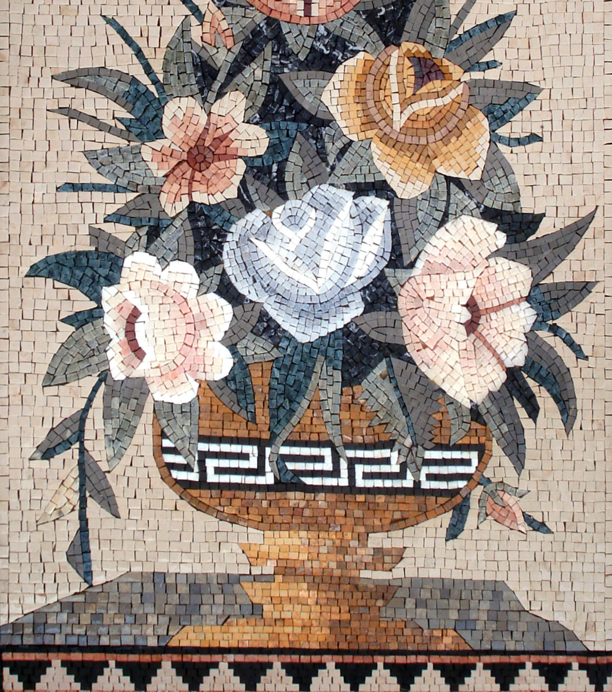 Handmade Marble Mosaic Rose Flower Vase - Wall Art Decor