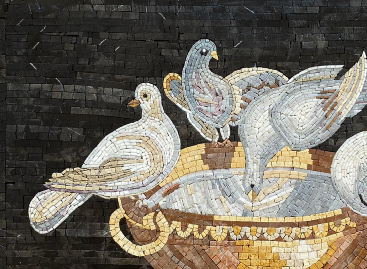 Handmade Dove Mosaic Tile Mural: Marble Wall Art (38" x 28")