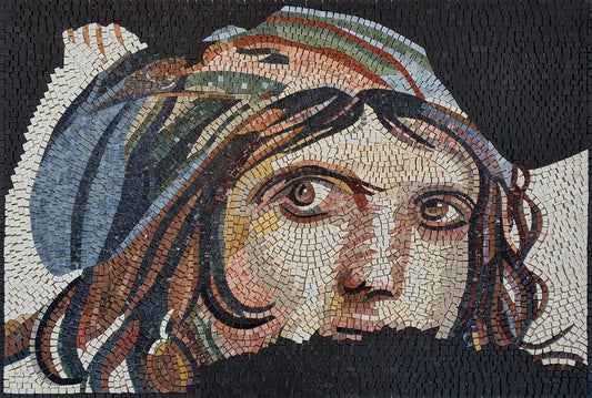 36"x24" Zeugma Mosaic Wall Art, Feminine Portrait Decor, Artistic Home Accent, Customization Available