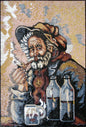 SELURTIS MOSAIC TILES |G. Selurtis Man Smoking Pipe Art Mosaic Tiles For Living Room Walls | Tiles For Interior And Outdoor Walls Decor