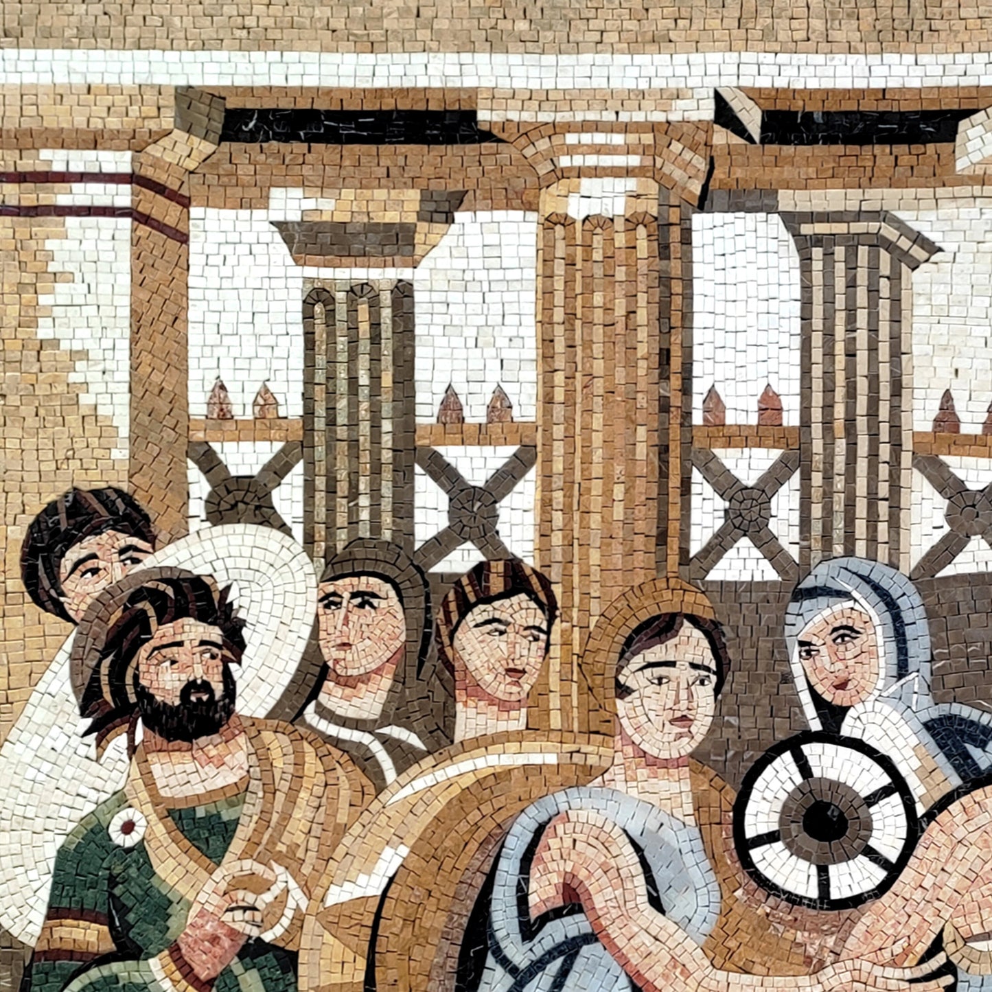 Handmade Roman Emperor Mosaic Tile Mural: Ancient Art Reproduction
