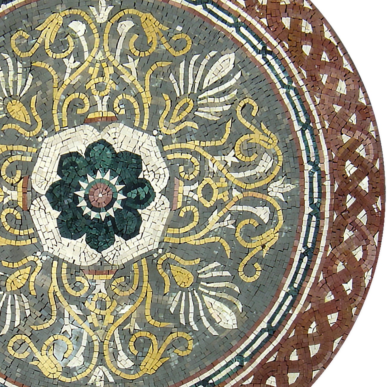 Handmade Marble Mosaic Medallion Tile: 36" Pattern Art Decor