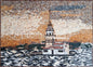 Coastal City Marble Mosaic Tile Art: Handmade Wall Decor (32” x 24”)