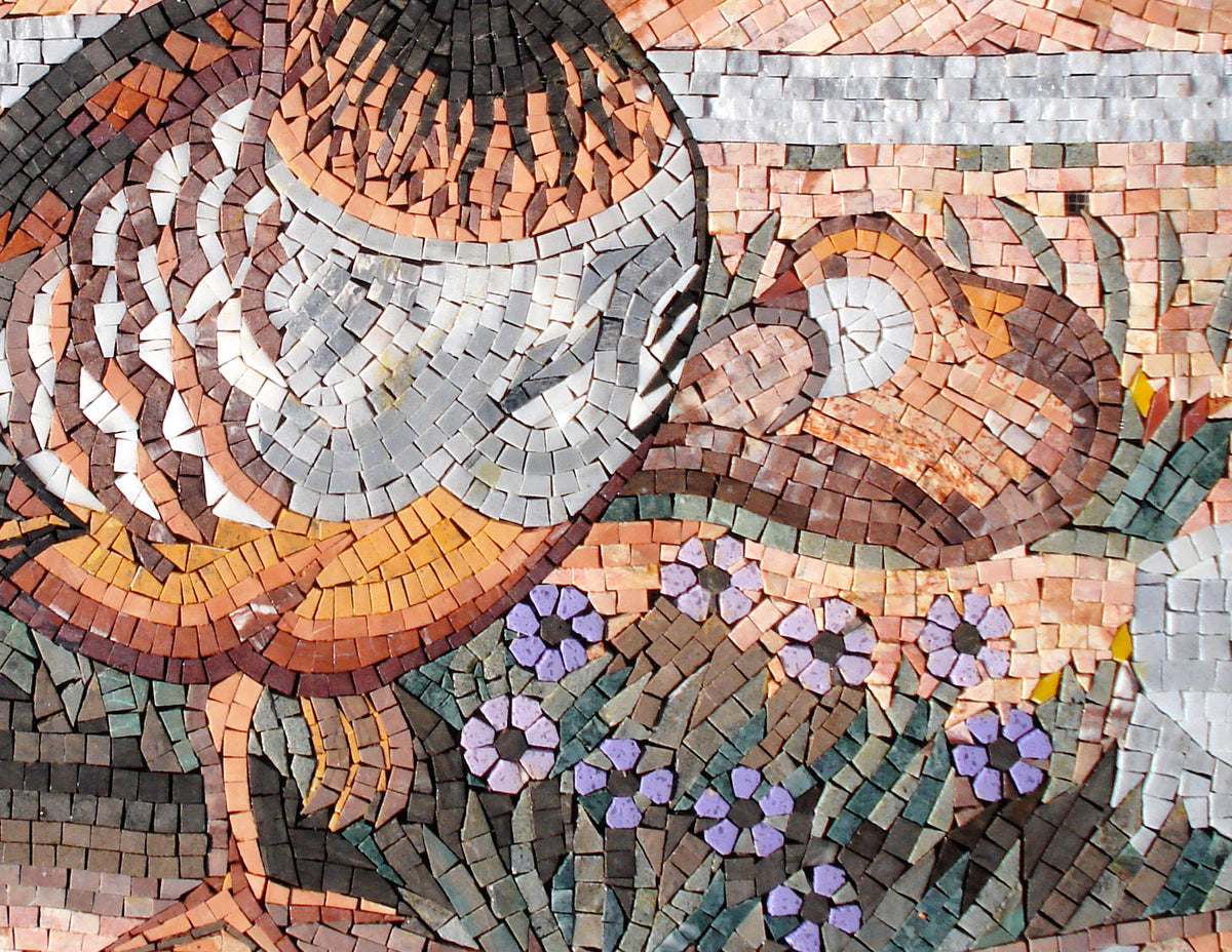 Handmade Partridge Mosaic Tile Art: Wild Bird Wall Decor (34" x 26")
