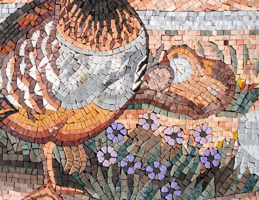 Handmade Partridge Mosaic Tile Art: Wild Bird Wall Decor (34" x 26")
