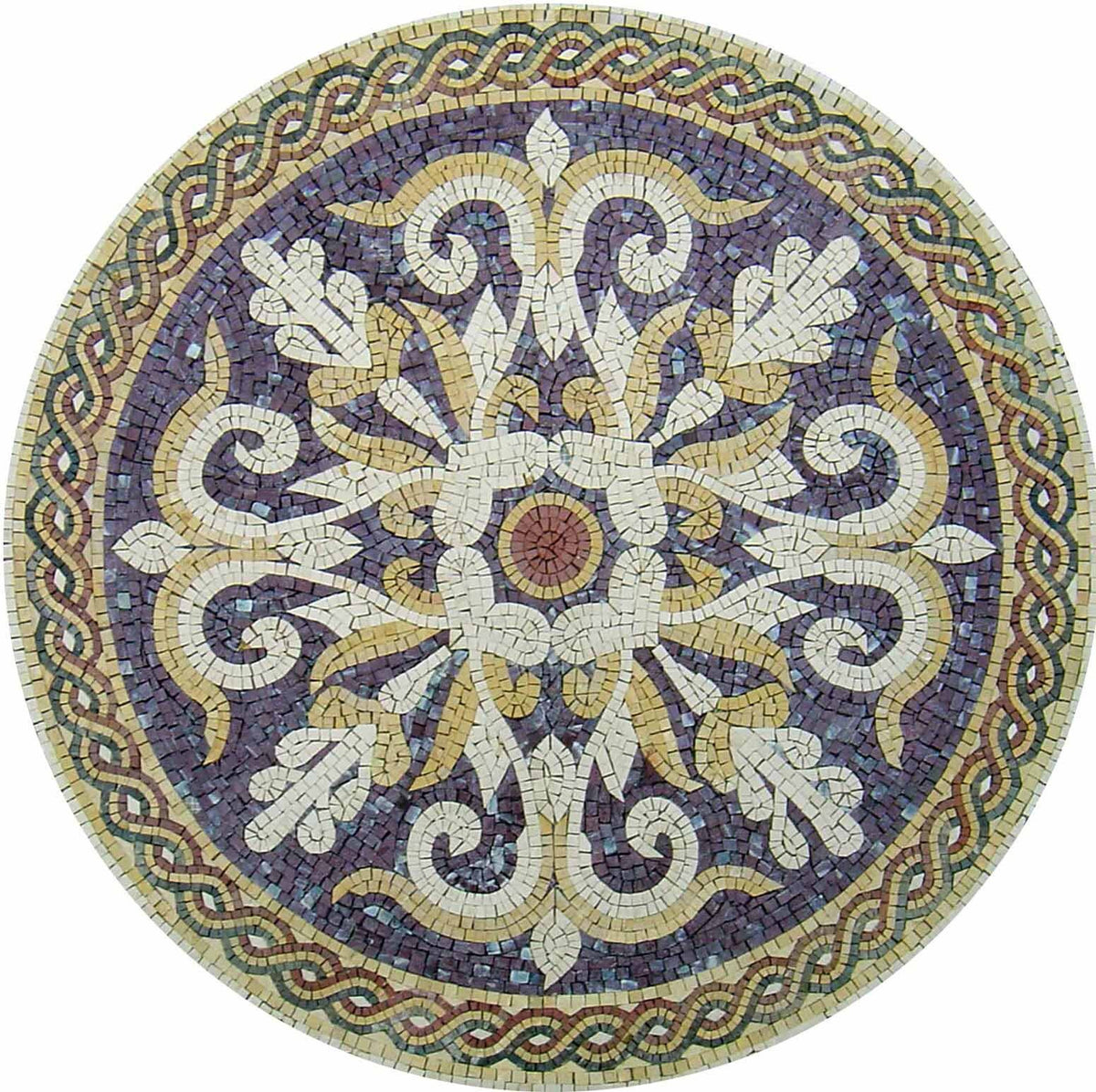 36" Handmade Marble Mosaic Medallion Art Tile Décor
