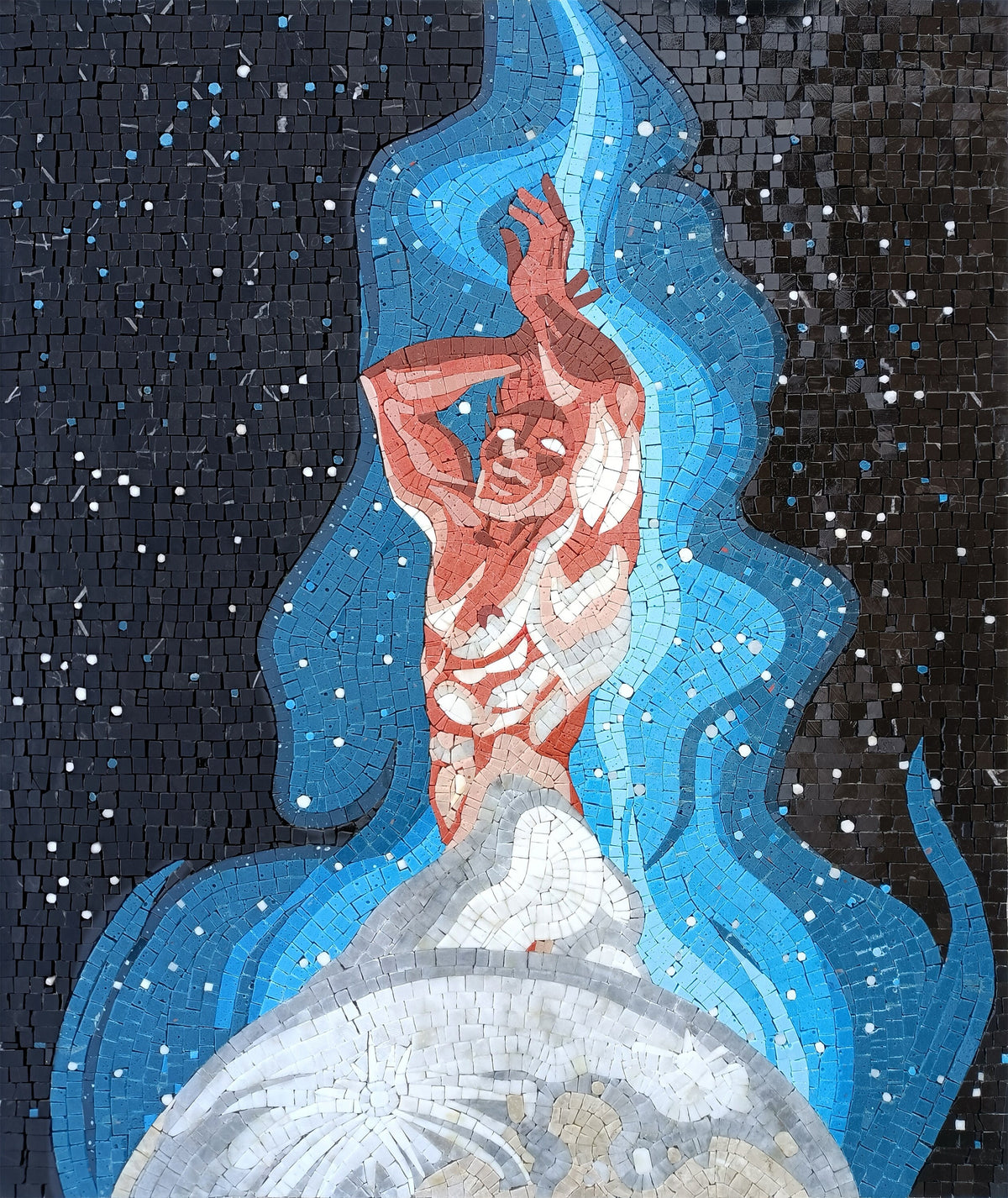 Virgo Zodiac Mosaic Tile Art: Handmade Marble Stone (30" x 25")