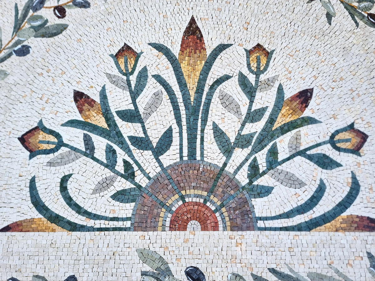 52"x34" Floral Mosaic Wall Art – Vibrant Flower Design, Elegant Home Decor, Customization available