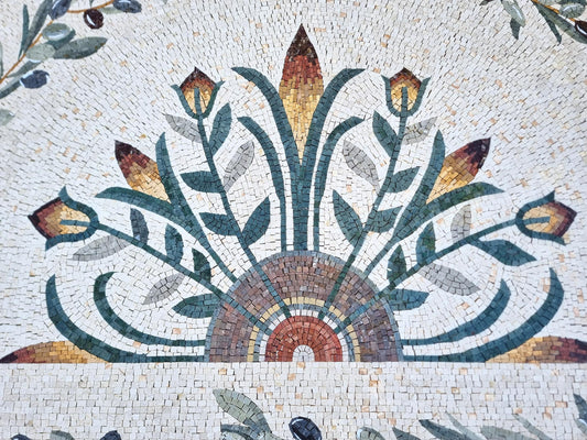 52"x34" Floral Mosaic Wall Art – Vibrant Flower Design, Elegant Home Decor, Customization available