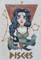 Pisces Zodiac Mosaic Tile Art: Handmade Marble Wall Decor