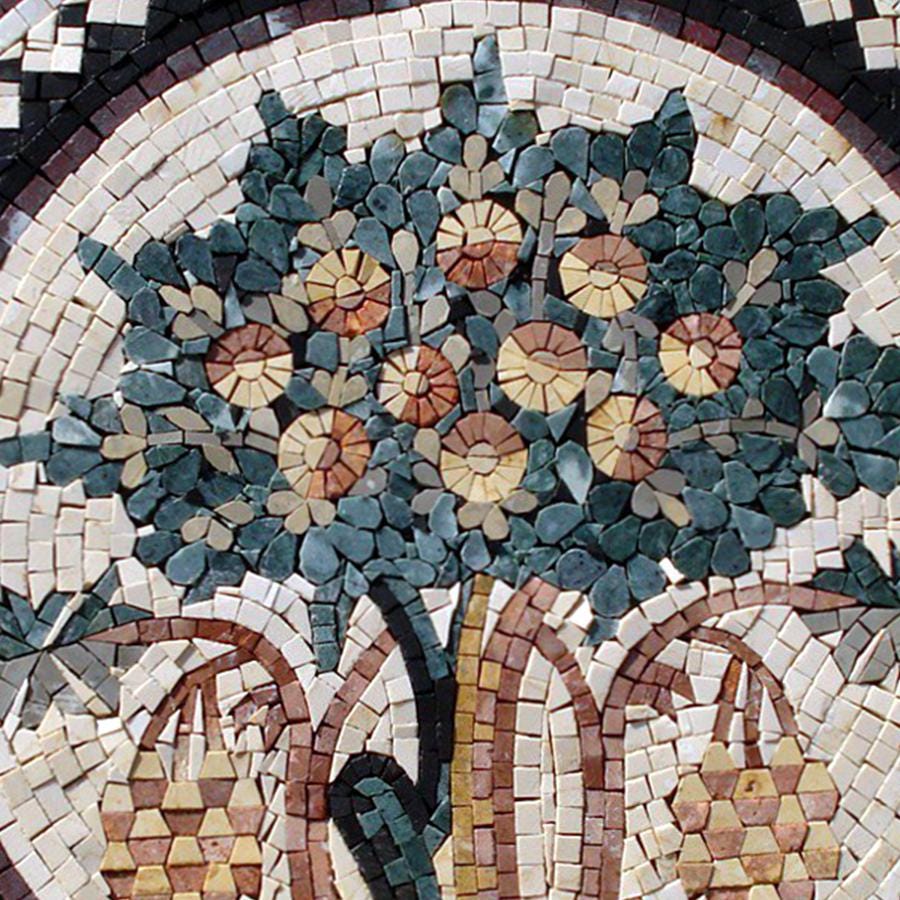 Custom Tree of Life Marble Mosaic Medallion: Handmade Stone Wall Art