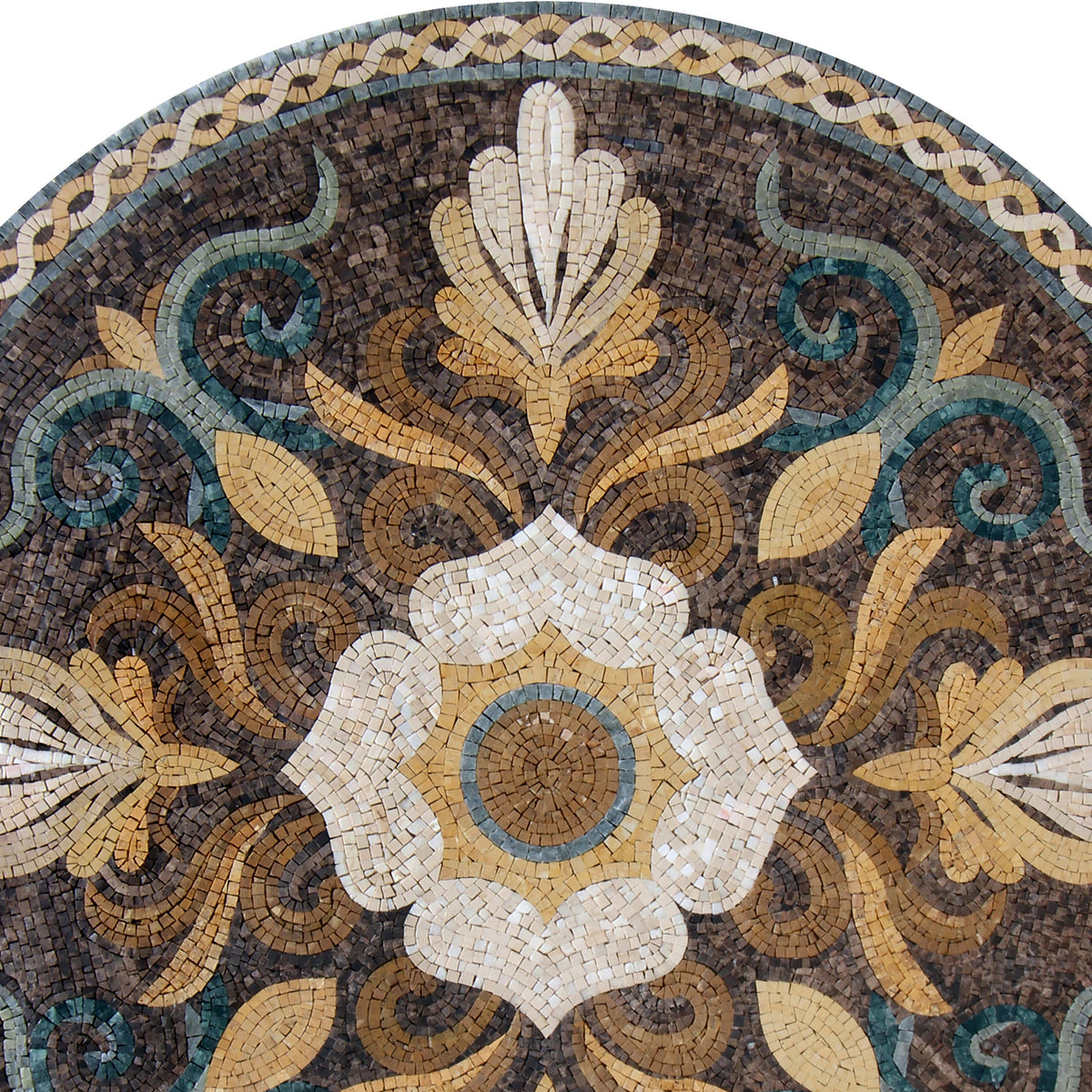 Golden Bloom - Handmade Floral-Inspired Patterned Mosaic Medallion - Customization available