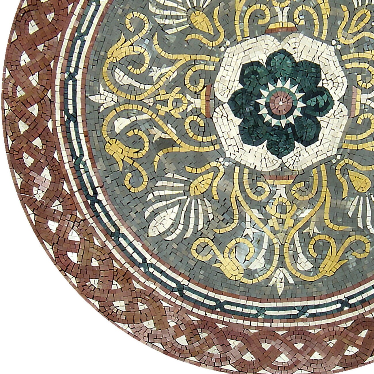 Handmade Marble Mosaic Medallion Tile: 36" Pattern Art Decor