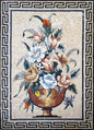 Handmade Marble Mosaic Art: Floral Rose Vase Wall Decor (44x32)