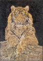 Handmade Lion Mosaic Mural: Jungle Animal Stone Art (40” x 28”)