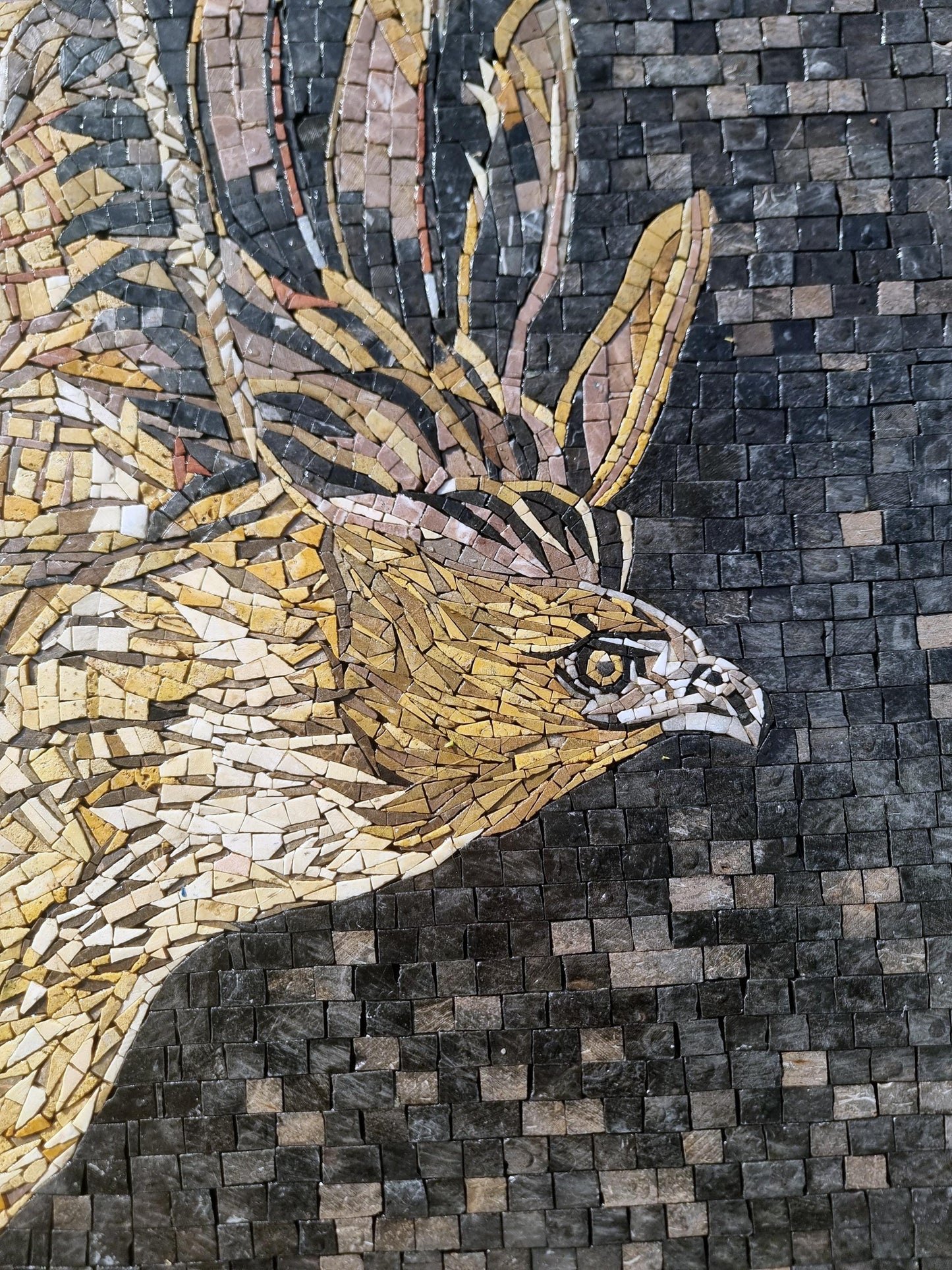 Handmade Eagle Mosaic Tile Art: Marble Stone Wall Decor (32” x 24")
